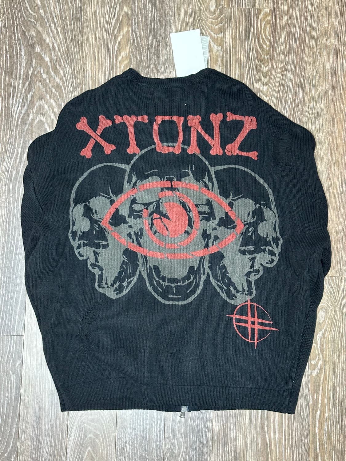 엑스톤즈 네오필드 데미지 니트 집업 블랙 상품이미지5