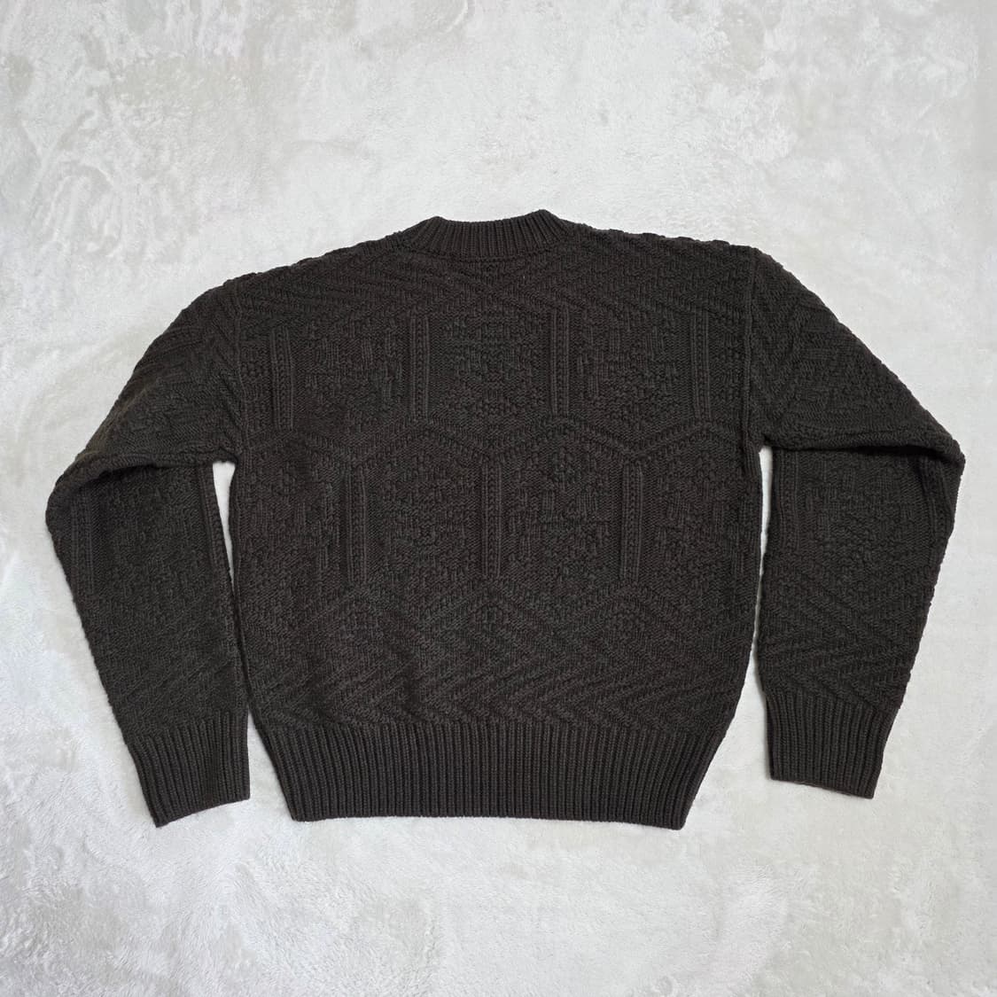 (M)여성 FAMILLE 파밀레 패턴 울 헤비 니트 카키 상품이미지3