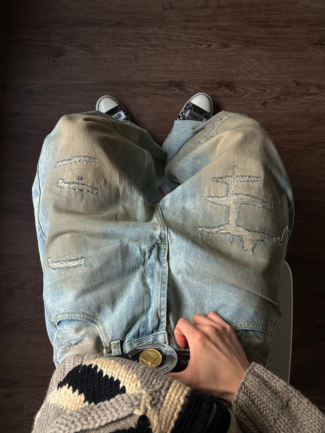 Decency Concept 빈티지 워싱 스크래치 와이드 진 상품이미지2