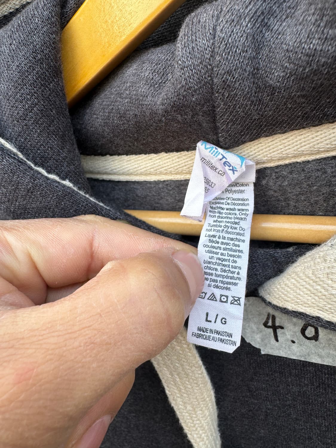 Milltex 빈티지 리버스위브 후디 후드티 그레이 L 상품이미지4