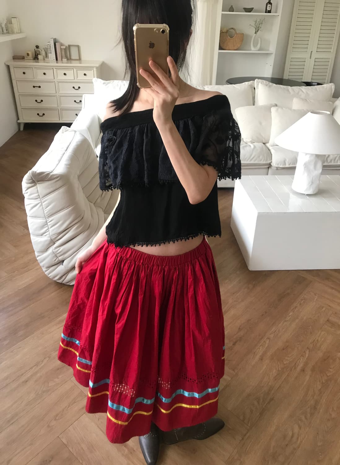 vintage red skirt 상품이미지9