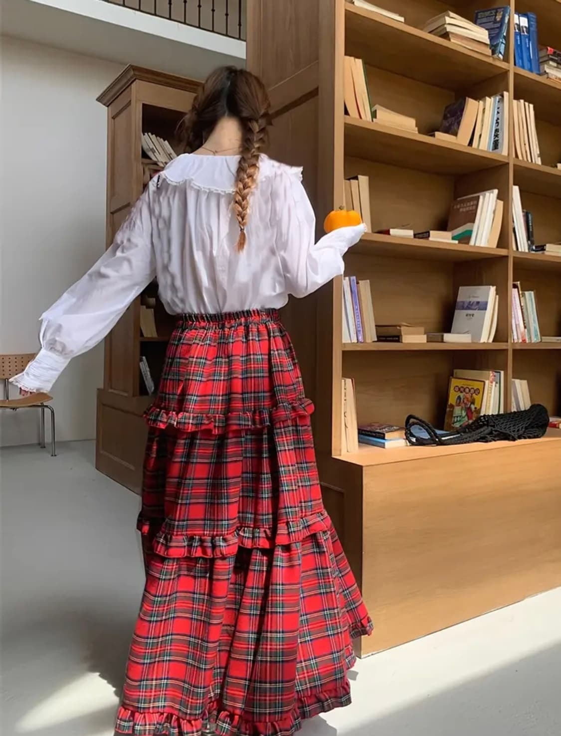 미착용) 체크 밴딩 스커트  상품이미지1