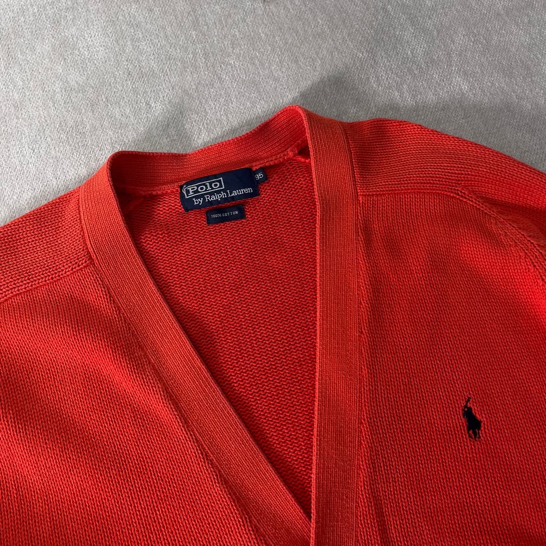 100 폴로랄프로렌 90s 신한인터네셔널 주황 가디건 상품이미지2