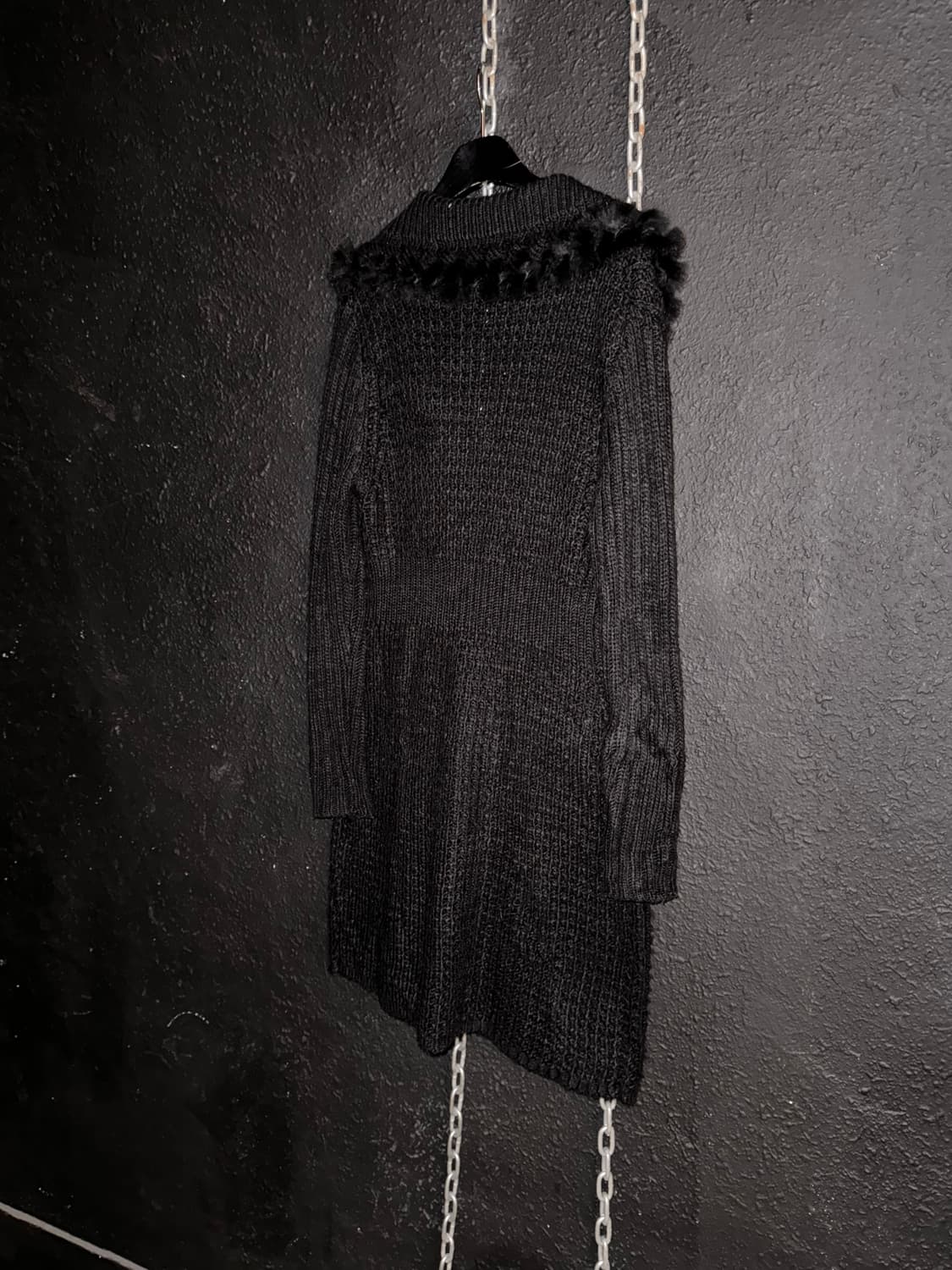 래빗 퍼 트림 프릴 롱가디건 상품이미지6