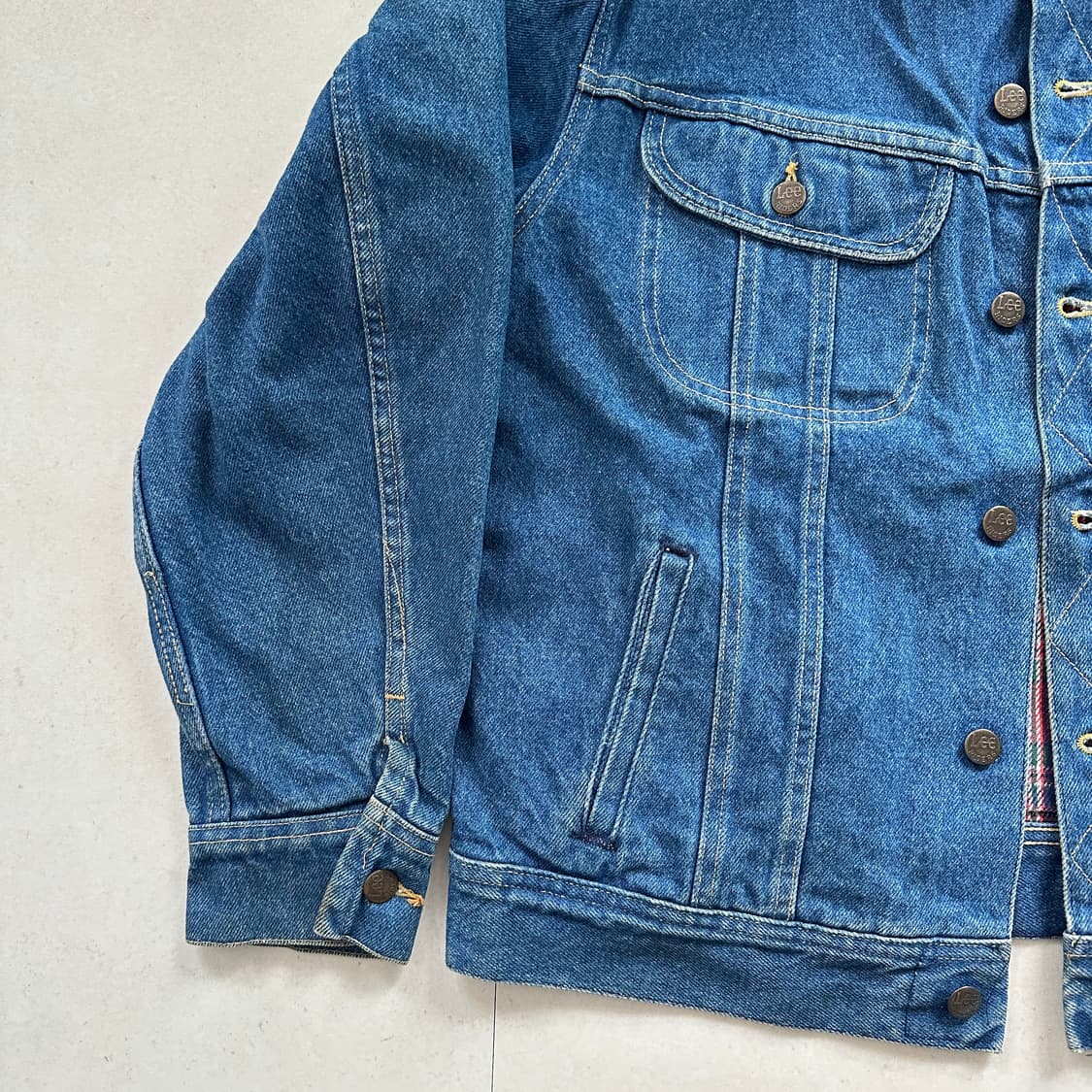70s 리 체크안감 트러커 데님자켓 MADE IN USA 상품이미지5