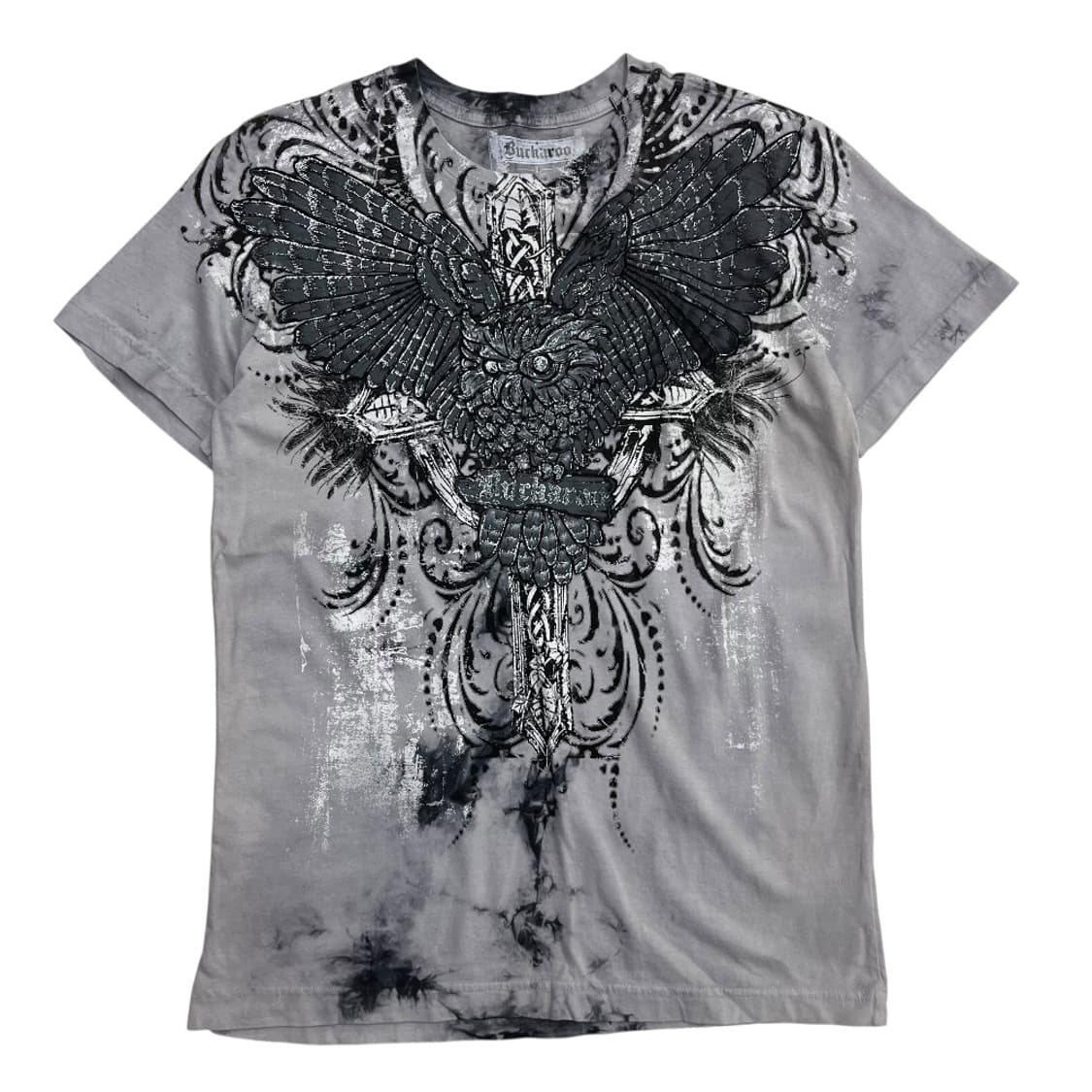 버커루 윙스 프린팅 그레이 반팔티 L 상품이미지4