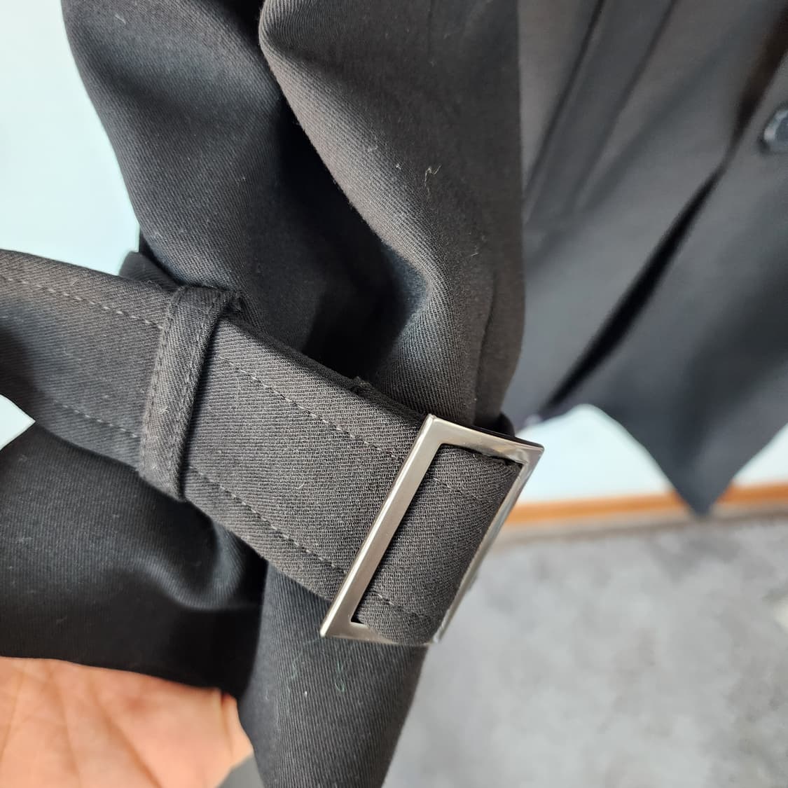 Drawfit 블랙 더블 버튼 롱 트렌치 코트 상품이미지3