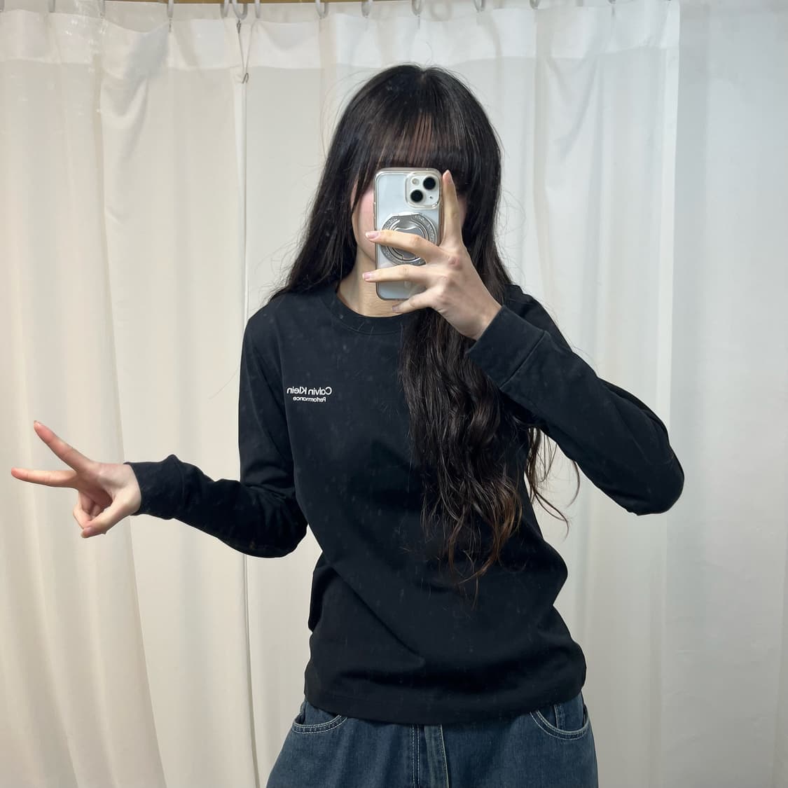 Calvin Klein Black Long Sleeve Top 상품이미지2