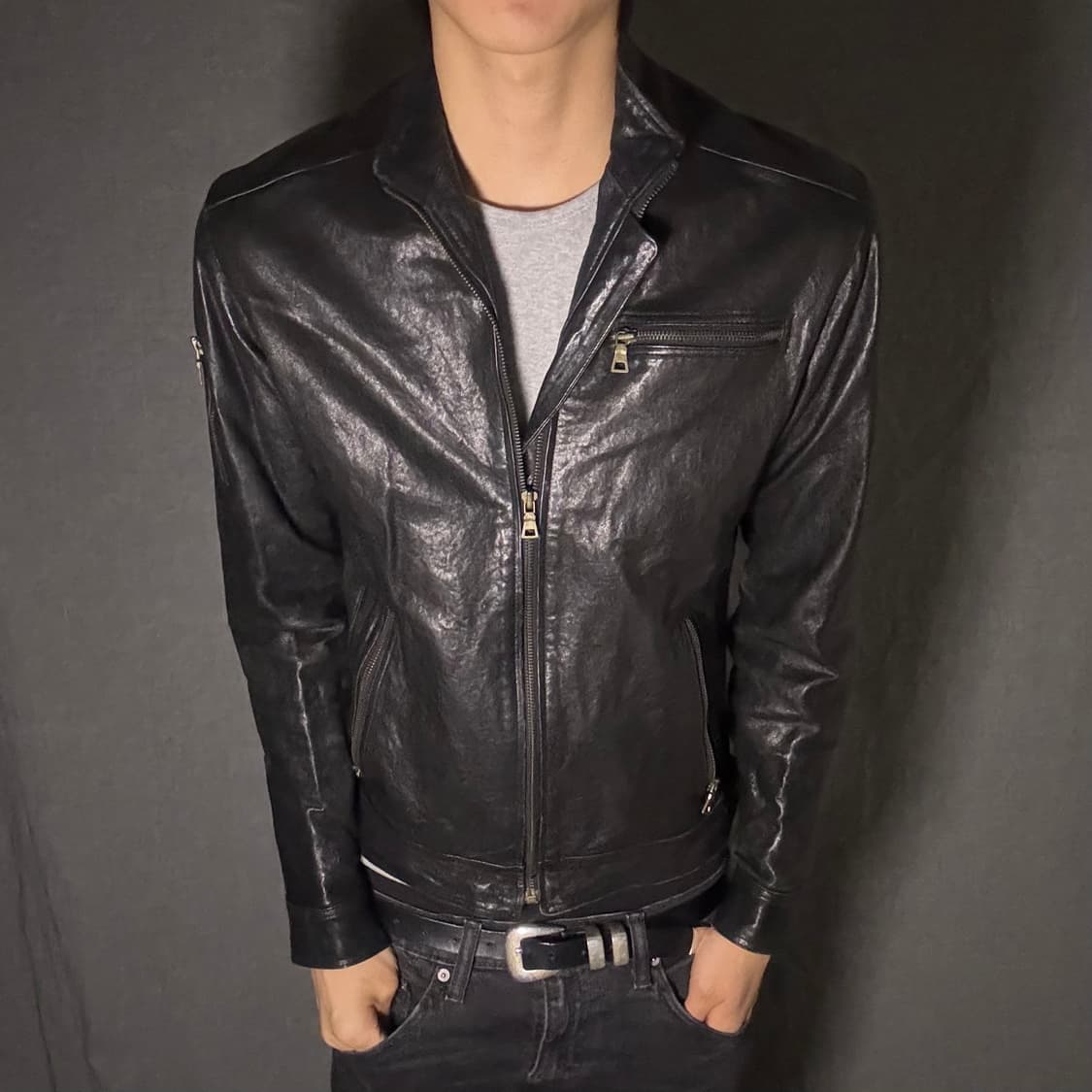 japan vintage ltaly lamb skin jacket 상품이미지2