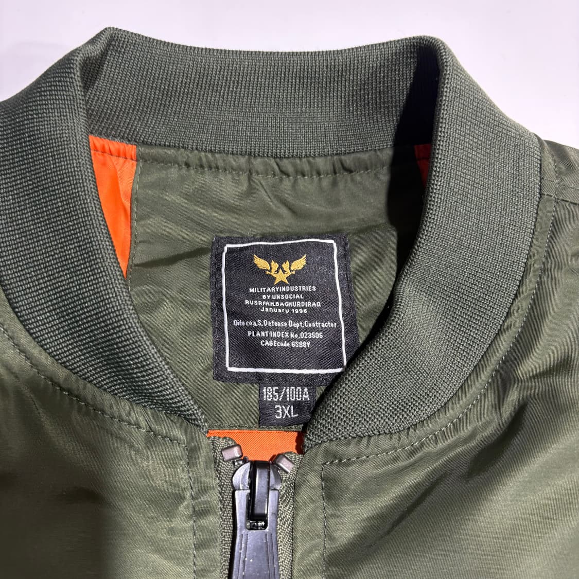 빈티지 타이거굿 패치 포인트 카키 항공 점퍼 상품이미지5