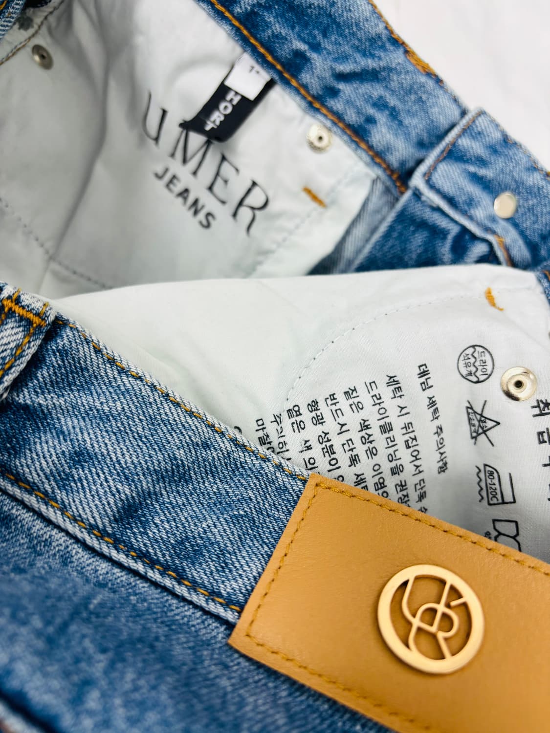 유메르(UMER) 워싱 세미 부츠컷 데님 팬츠 상품이미지3