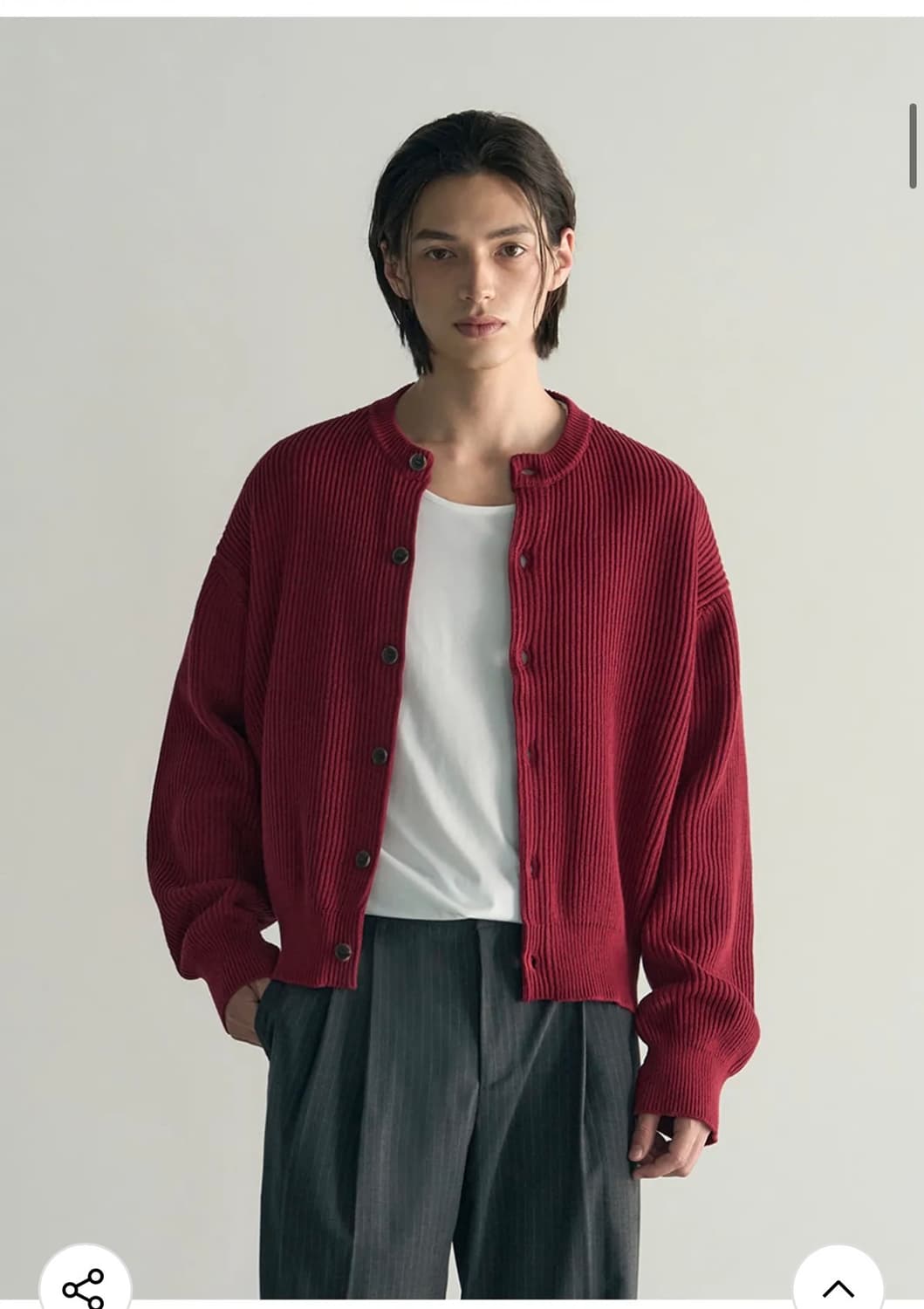 (XL) [데일리룸 X 시즈] 아카이브 코튼 크롭 니트 가디건 RED판매 상품이미지7