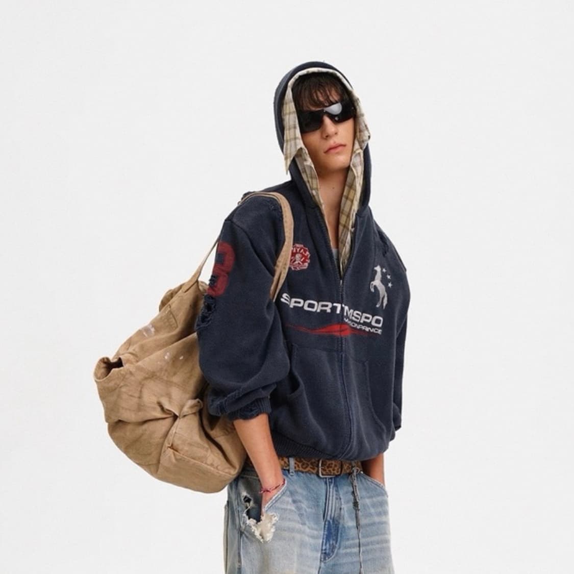 (새상품)메종프린스 MASONPRINCE 빈티지 빅포니 후드집업 상품이미지1