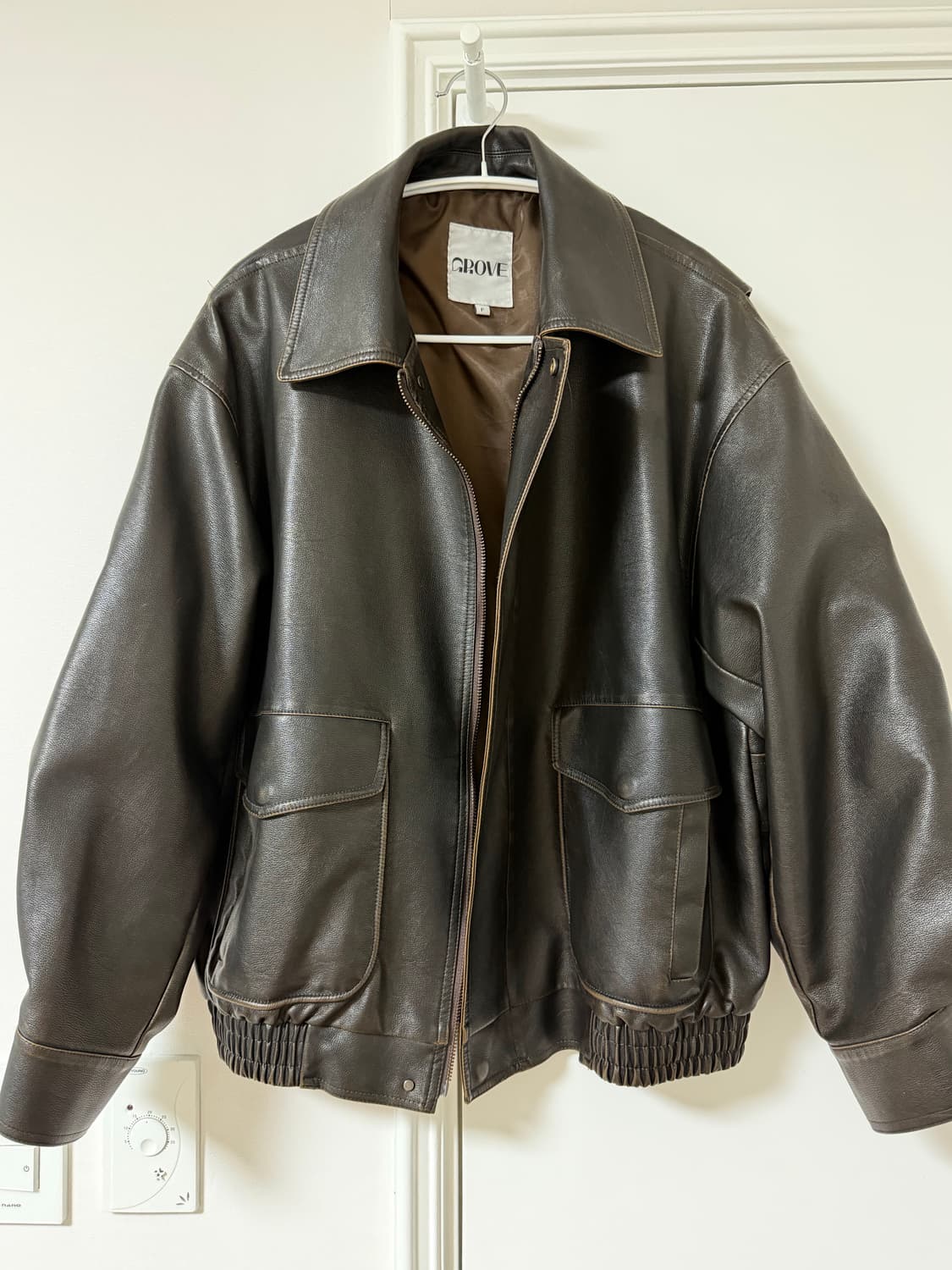 그로브 레더 자켓 브라운 상품이미지6
