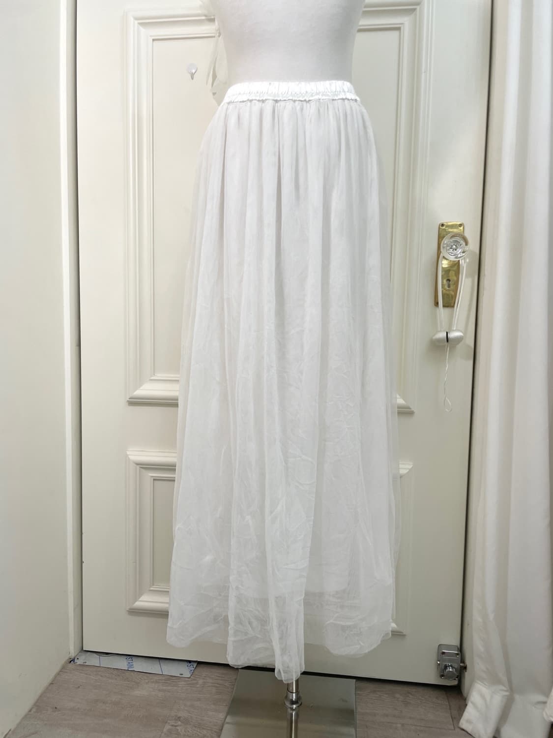 white tule banding long skirt(size-L) 상품이미지4