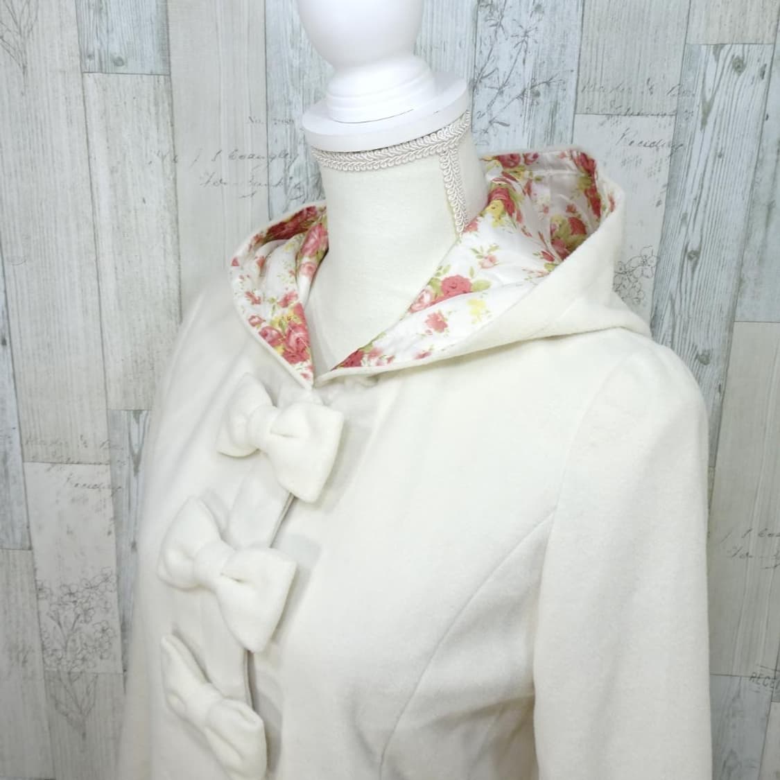 리즈리사 3연 리본 후드 숏코트 플라워 패턴 자켓 달천깔 히메갸루 상품이미지6