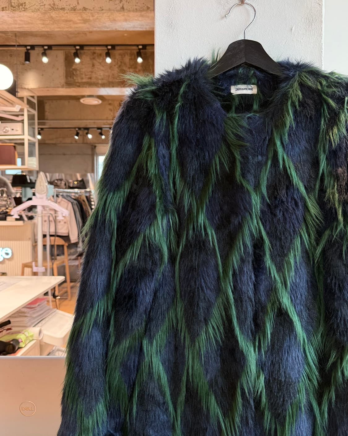 쟈딕 앤 볼테르 블루 그린 패턴 퍼 코트 상품이미지4