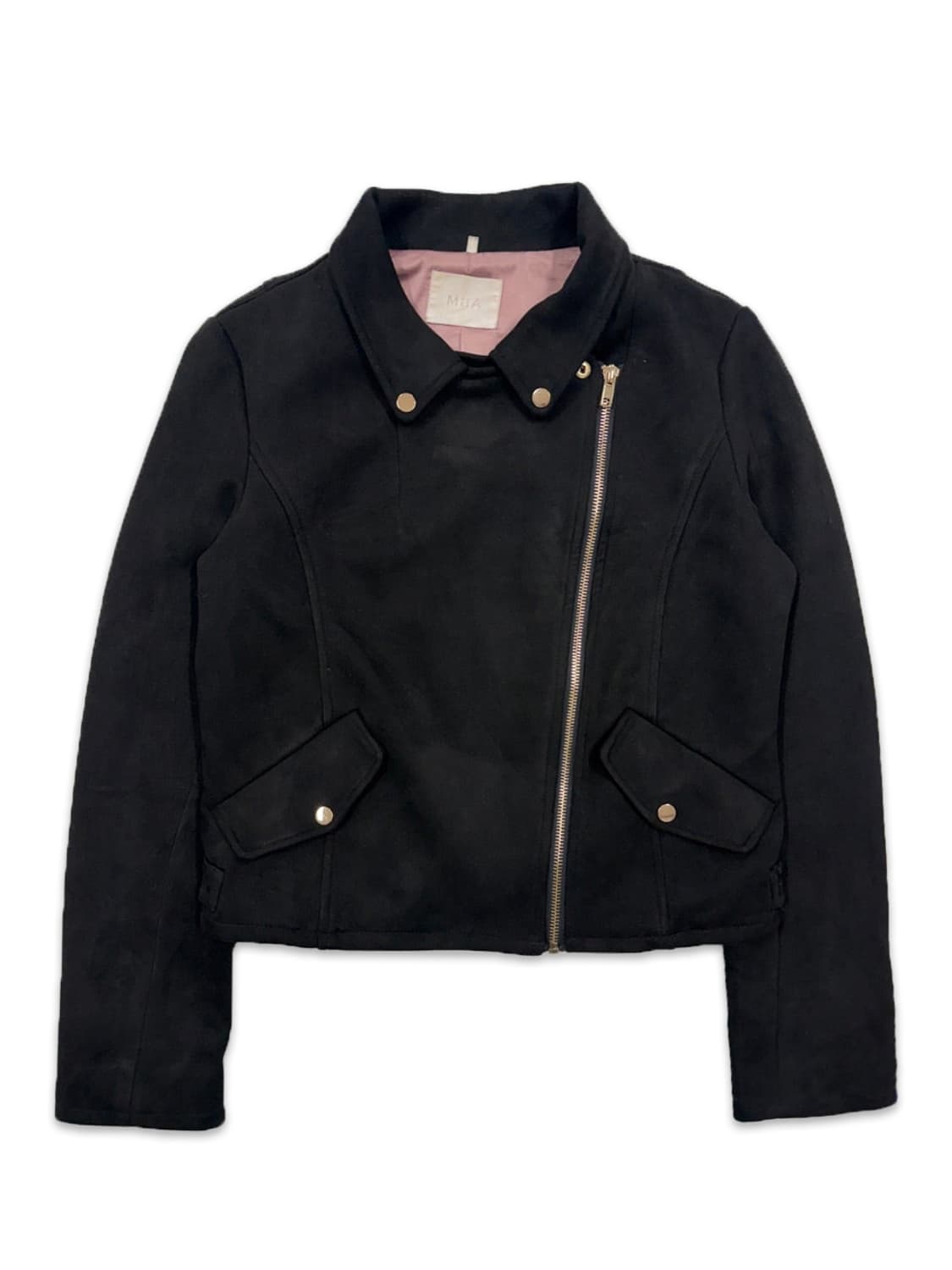 빈티지 MIIA 블랙 스웨이드 라인 라이더 자켓 상품이미지1