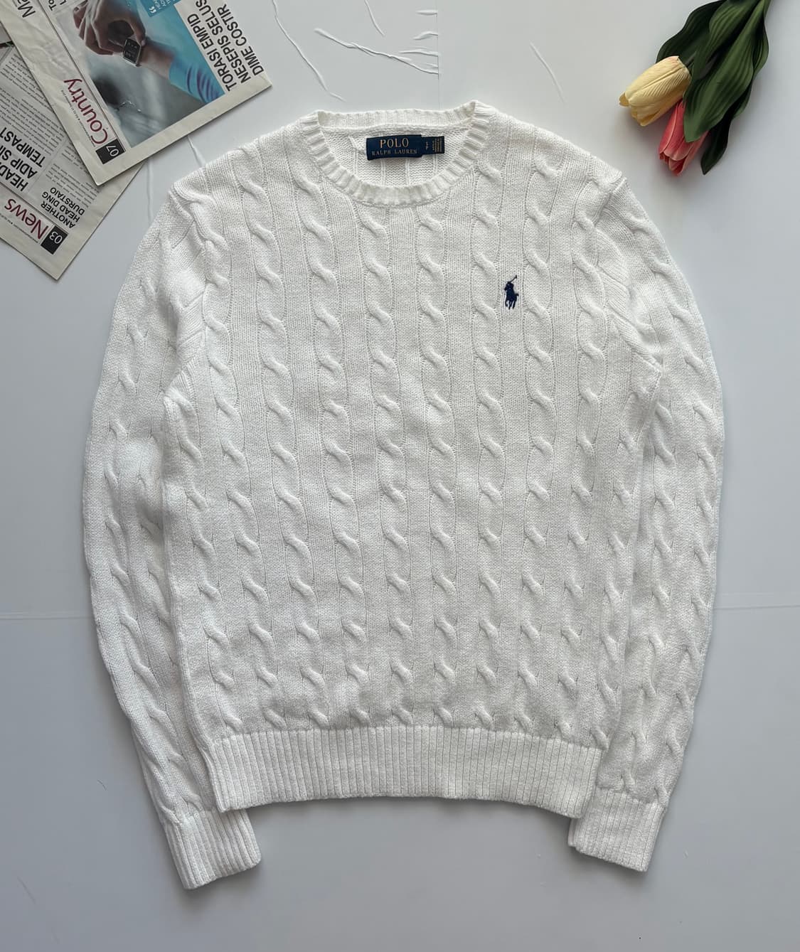 Polo 폴로랄프로렌 화이트 케이블 니트 상품이미지2