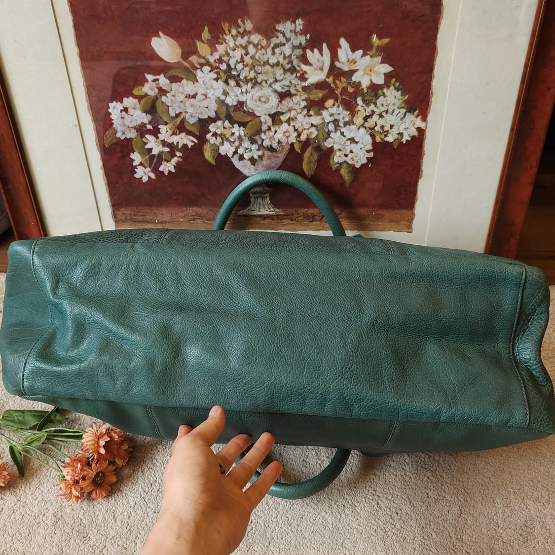 써로우 브레이스 에메랄드 레더 핸드메이드 트레블 보스턴 백 상품이미지6