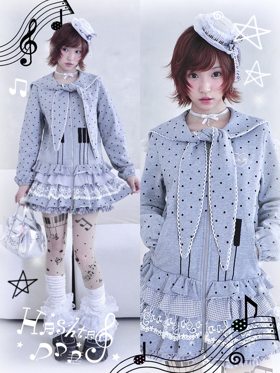 Piano Buttons Polka Dots Dress 상품이미지5