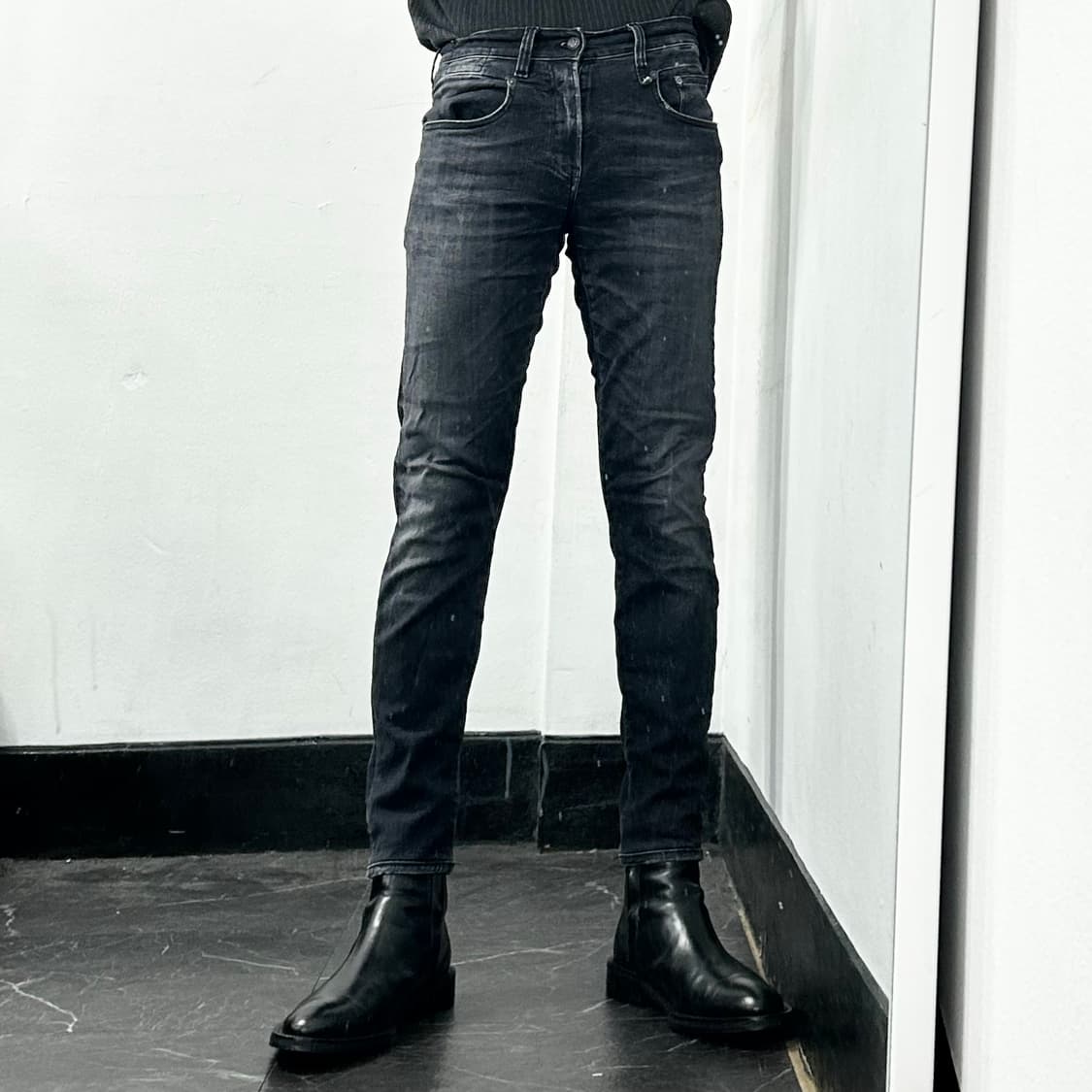 R13 알써틴 흑청 데님 팬츠 상품이미지2