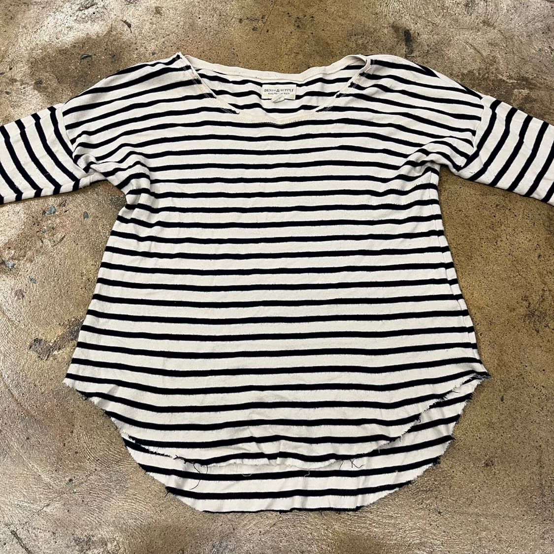 폴로 데님앤서플라이 스트라이프 흰검 화이트 블랙 긴팔 티셔츠 상품이미지3