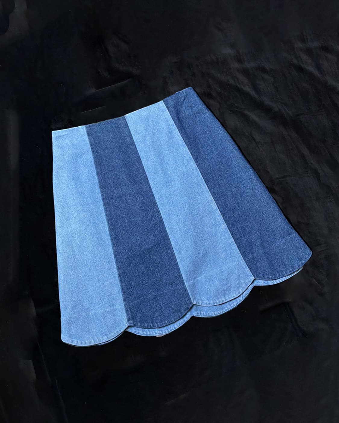 일본빈티지 투톤 미니 스커트 상품이미지1