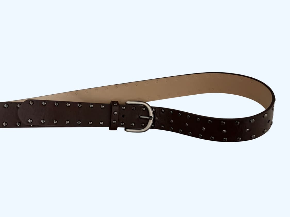 스터드 브라운 레더 벨트 상품이미지2