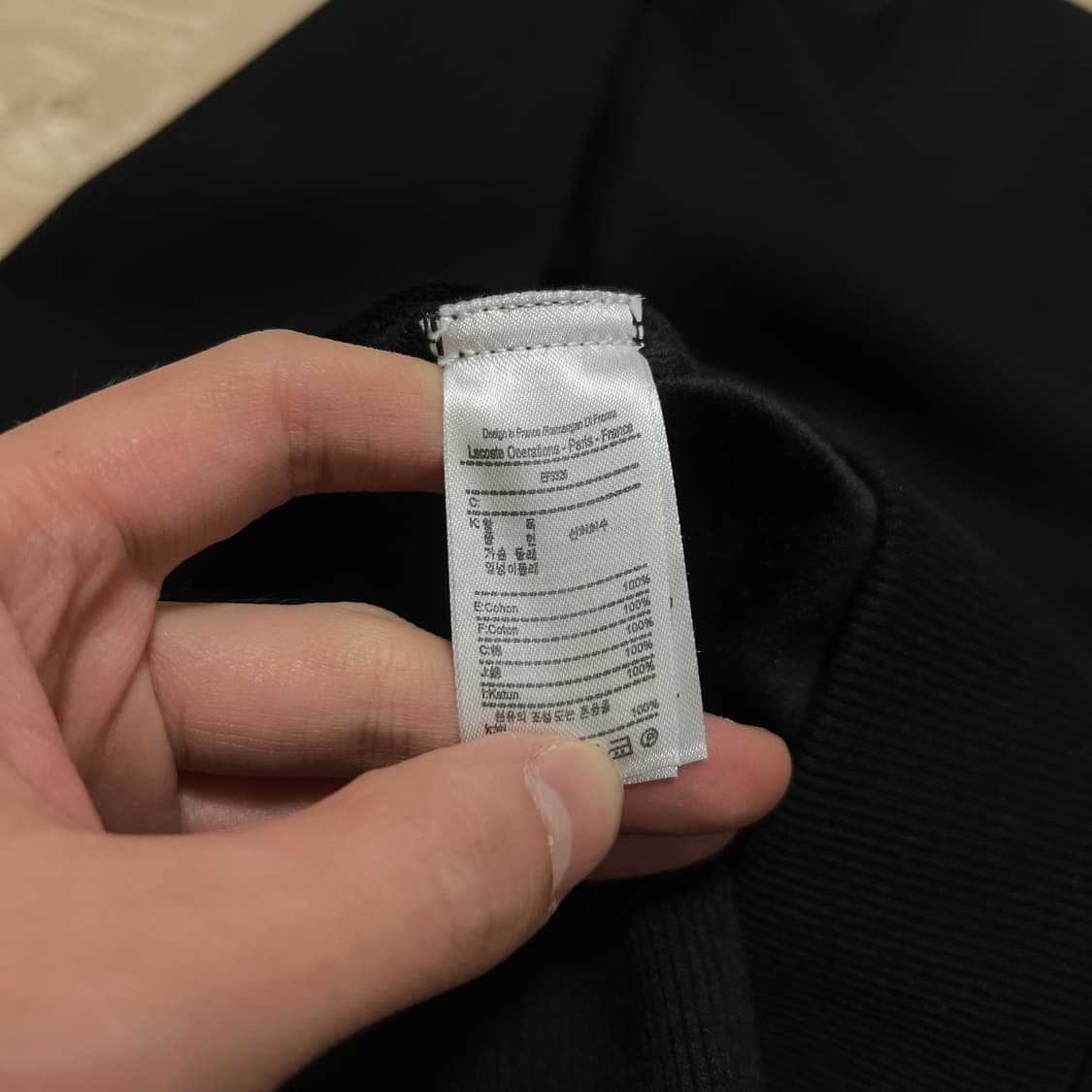 라코스테 자수로고 안감 맨투맨 크루넥 티셔츠 [블랙] M/95 상품이미지6