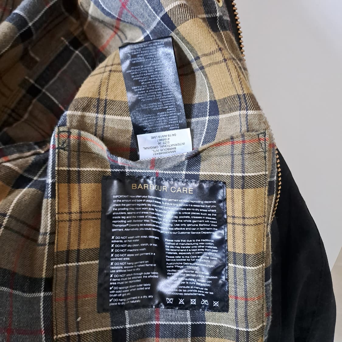 (택포) 바버 인터네셔널 오리지날 왁스 자켓 36 B324 상품이미지7