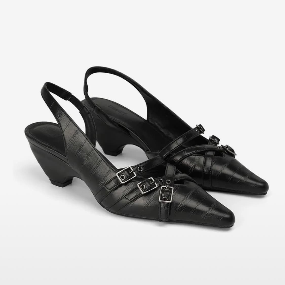 다이닛 BUCKLE STRAP SLINGBACKS IN BLACK 상품이미지1