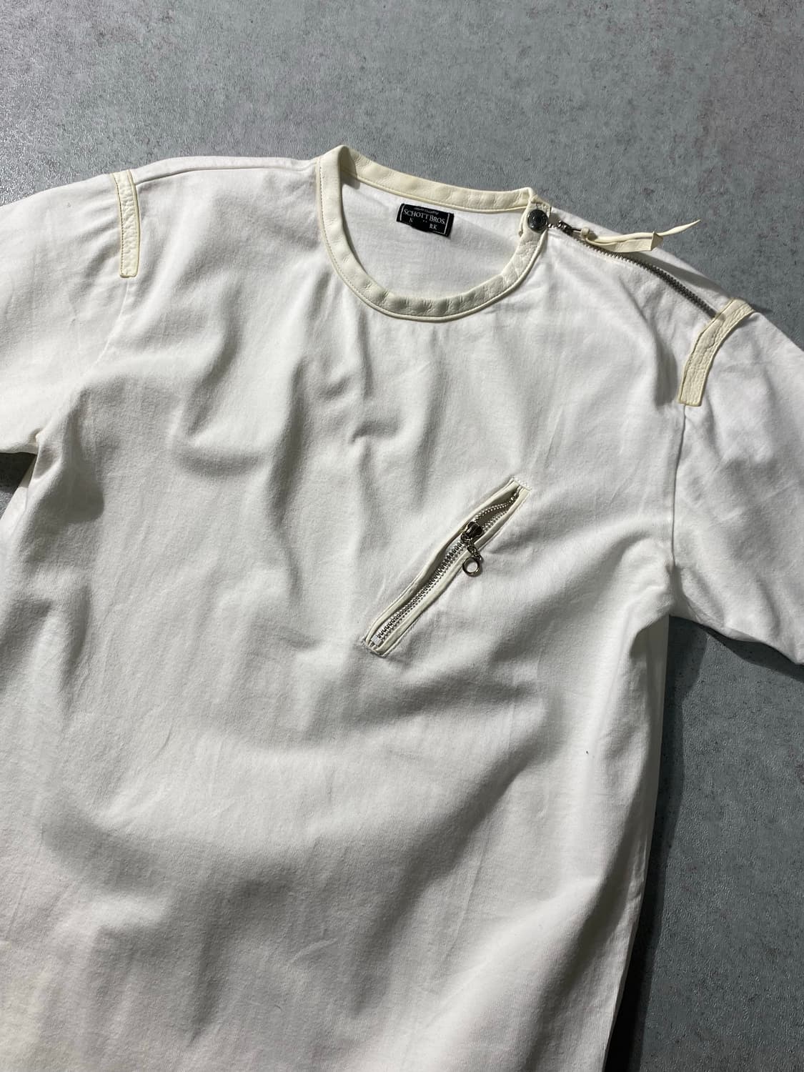 [M] Schott NYC 쇼트 레더패치워크 밀리터리 반팔 상품이미지2