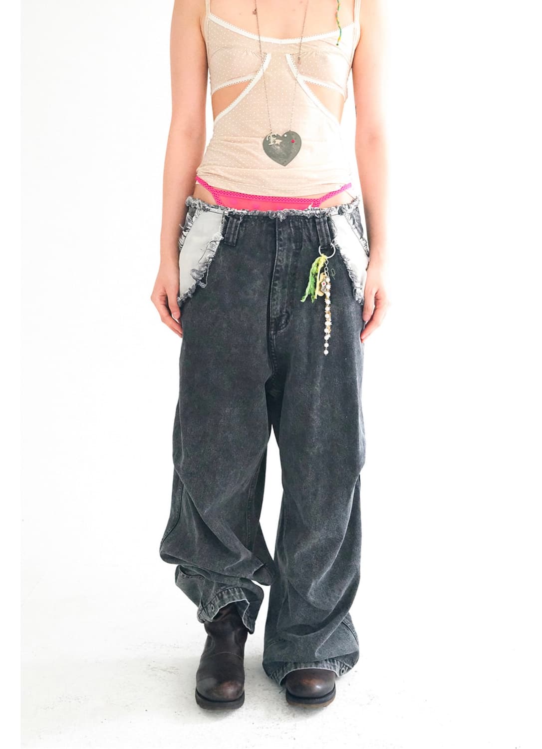 샵페어리 cut-off denim maxi pants (black) 상품이미지2
