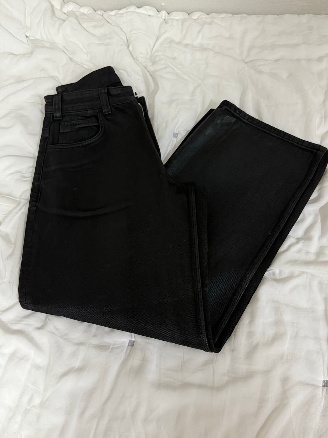 (0) 노운 X 우연 와이드 코티드 데님 팬츠 블랙 상품이미지3