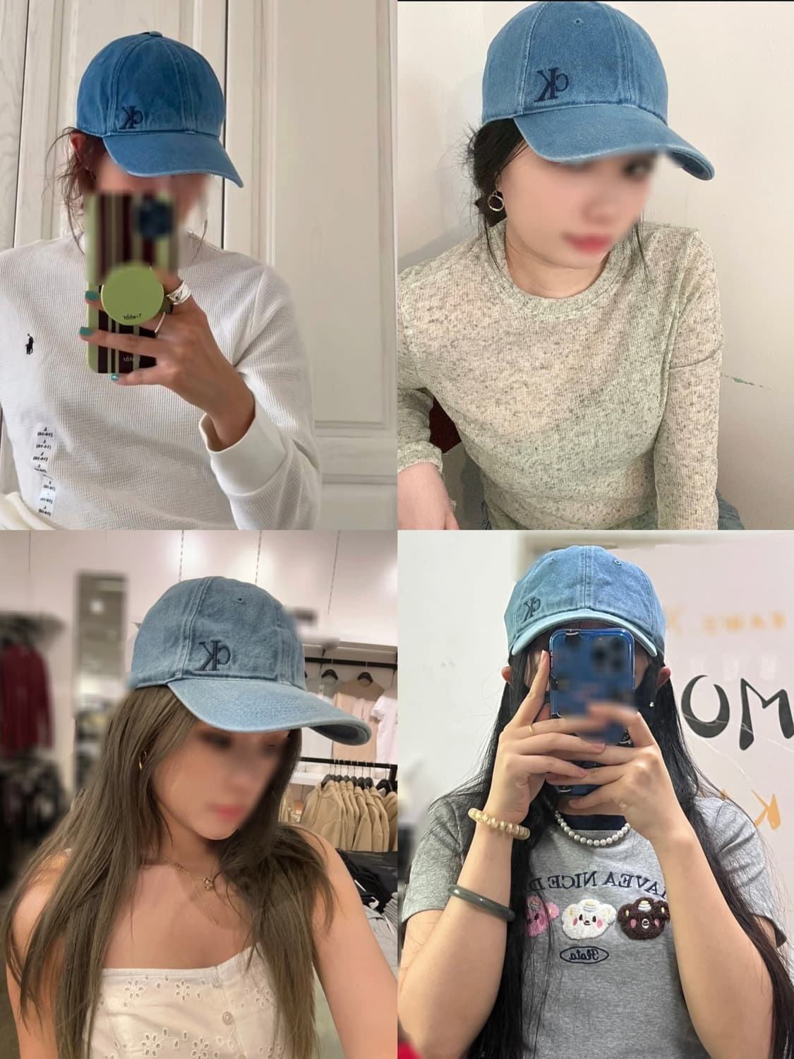 데님블루 CK 캘빈클라인 워싱 데님 볼캡 모자 상품이미지1