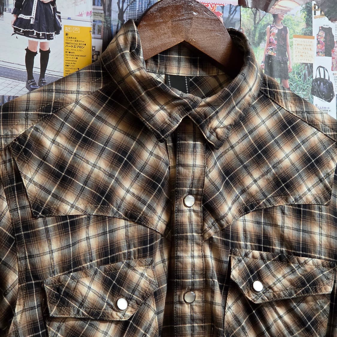JPN 웨스턴 무드 글리터 체크 셔츠 상품이미지2