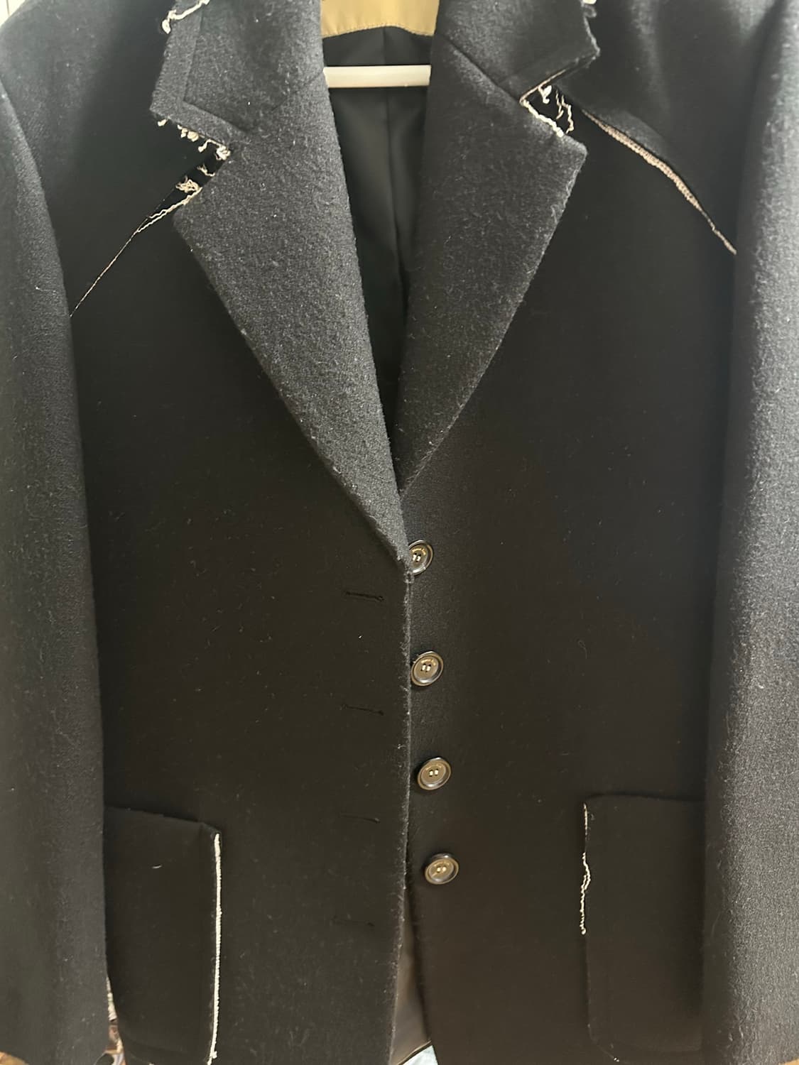 마뗑킴 블랙 울 자켓 RAW CUTTING COAT JACKET IN B 상품이미지4