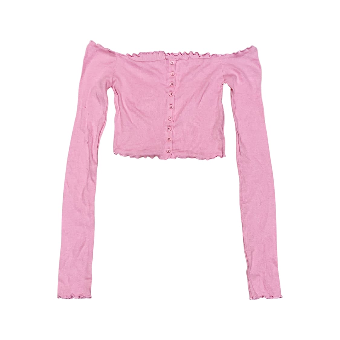 Lovely button off-shoulder layered cropp 상품이미지1