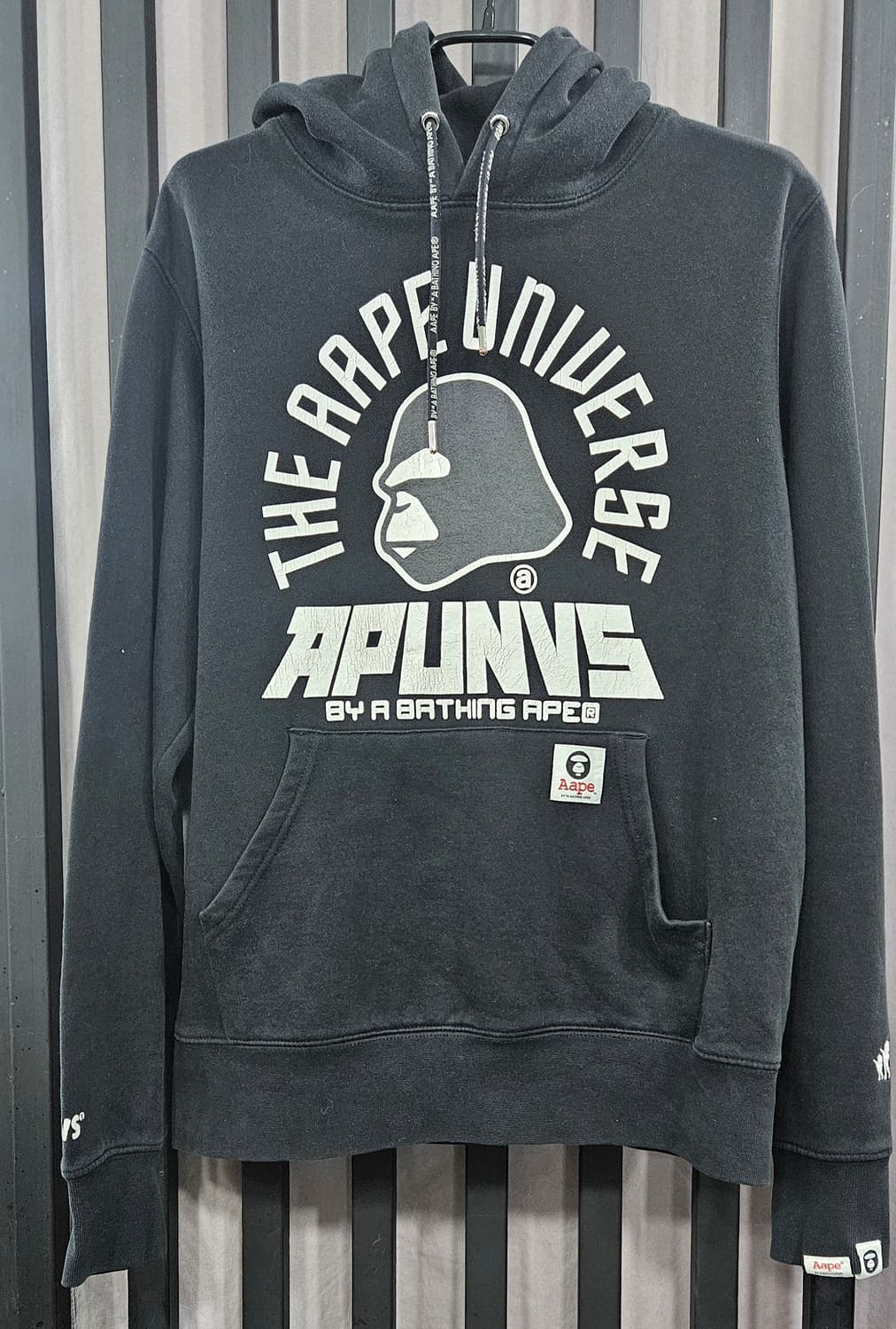 AAPE 에이프 유니버스 기모 후드티 블랙 S 상품이미지1