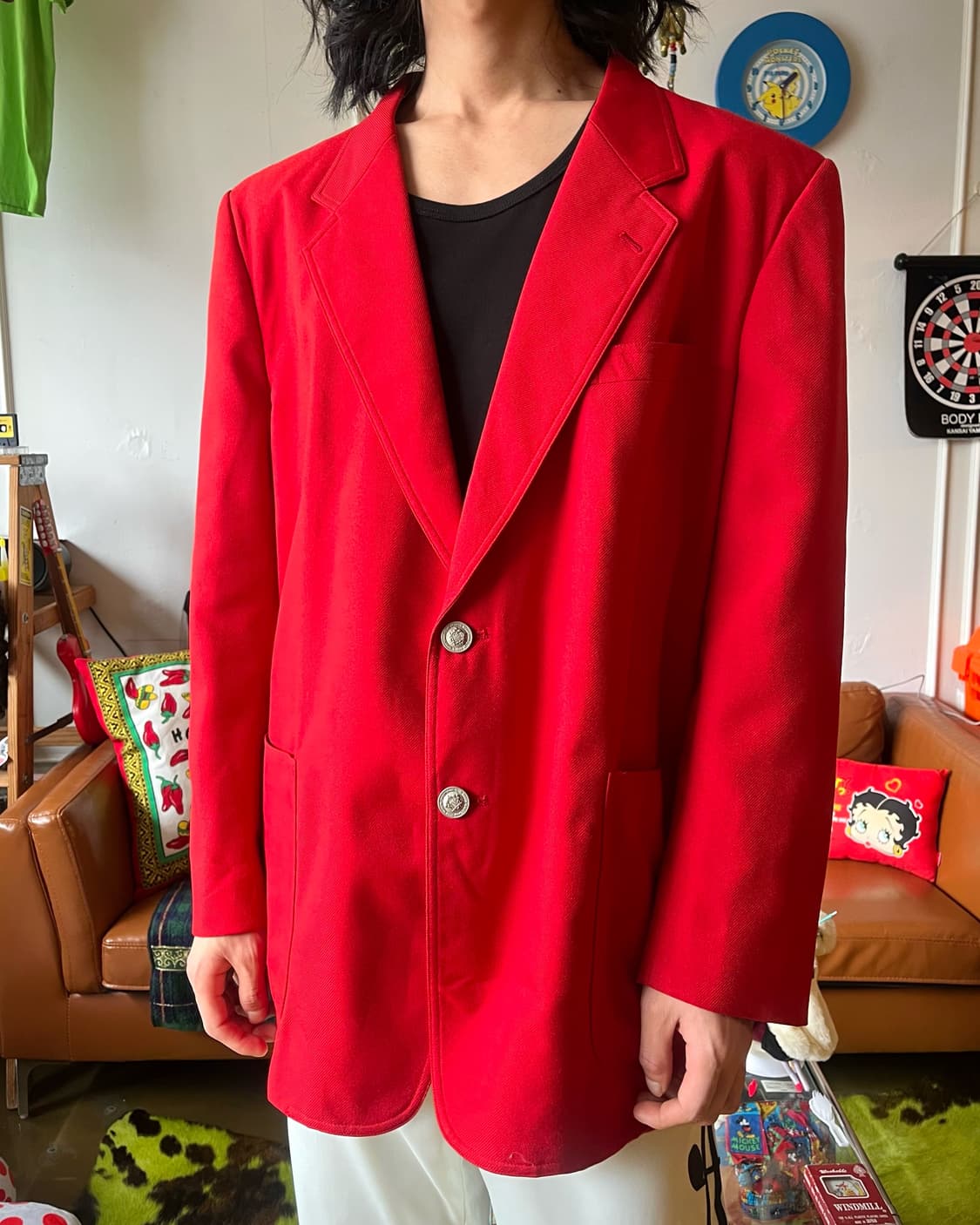 Japanese Vintage Antic Button Red Blazer 상품이미지2