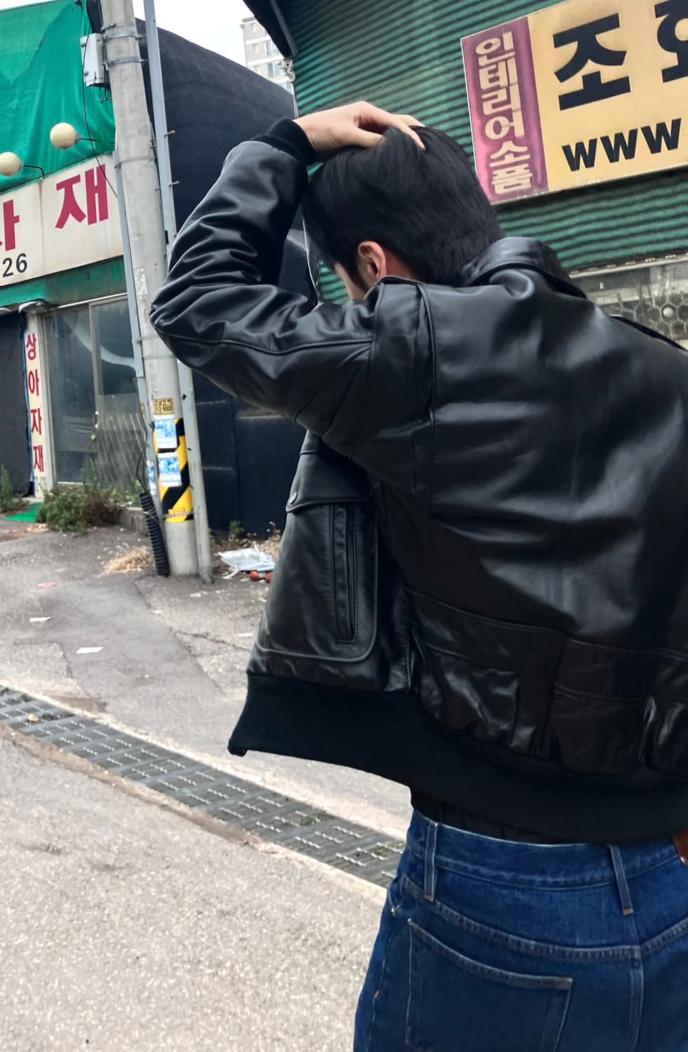 (40) 쇼트 A-2 레더자켓 블랙 상품이미지2