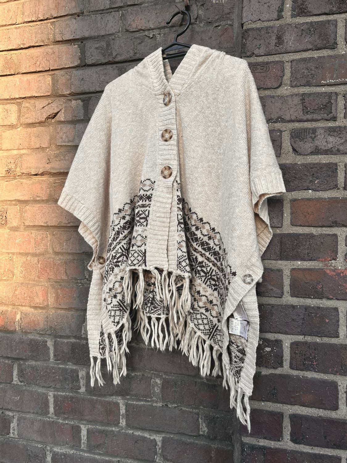 2000s 모리걸 라떼갸루 니트 후드 망토 케이프  상품이미지1