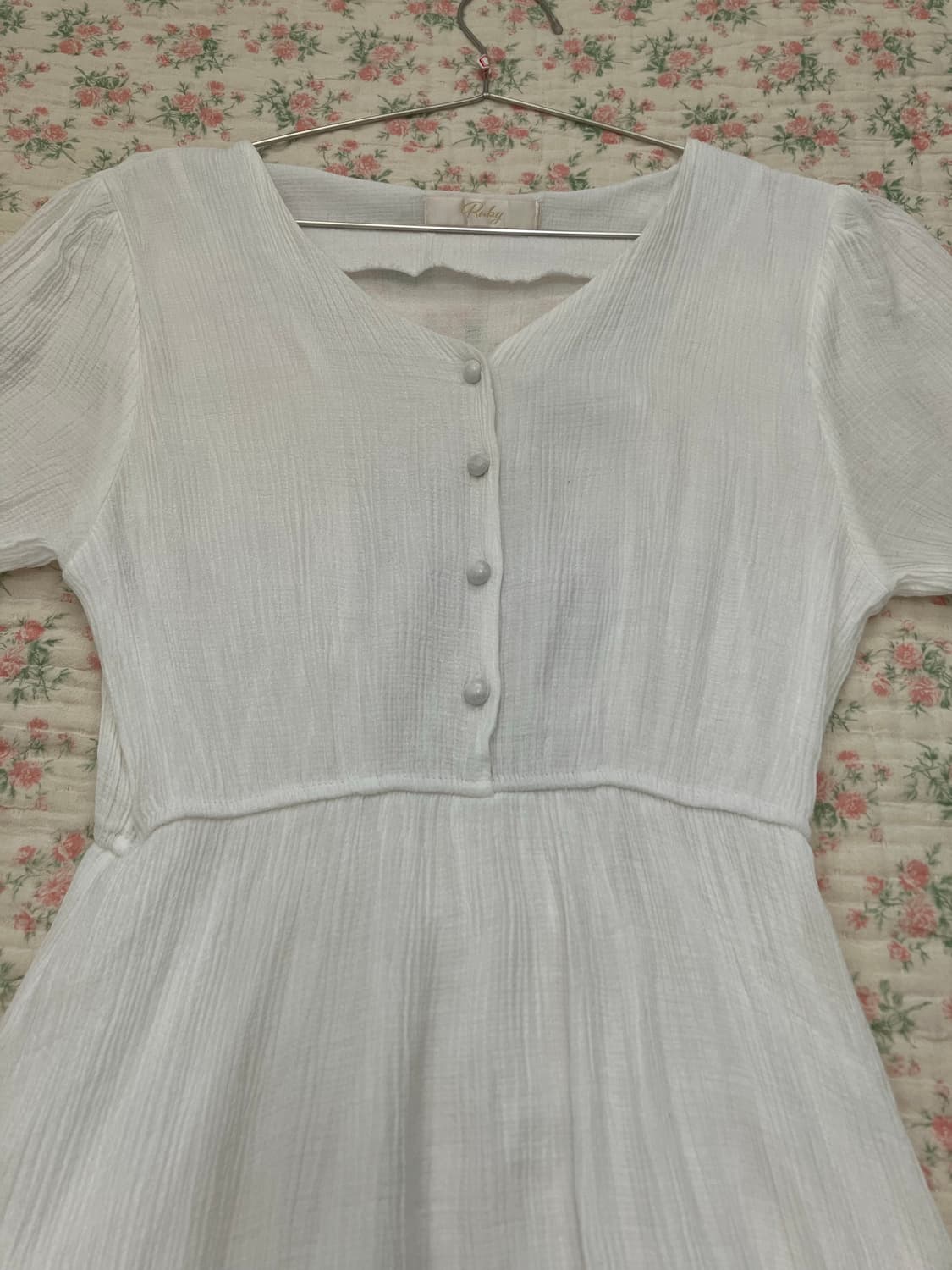 빈티지 화이트 플리츠 롱 원피스 1093 모리걸 y2k 스트릿 갸루 펑키 상품이미지6