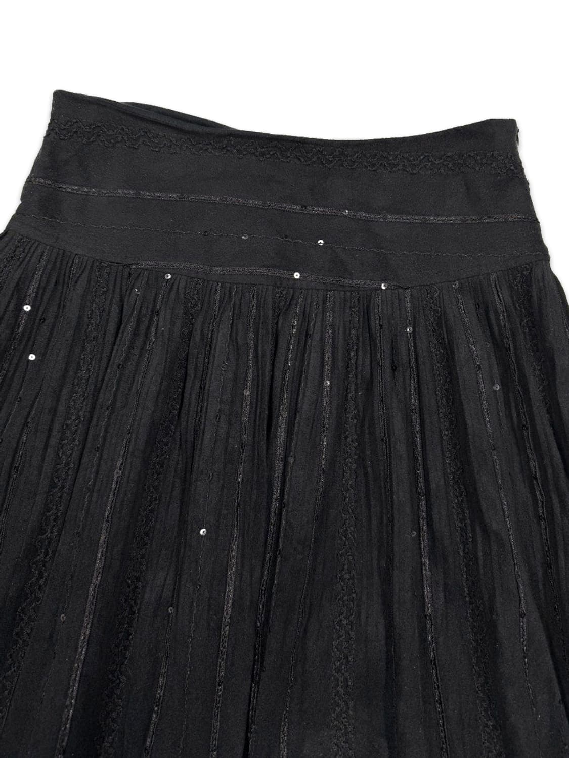 빈티지 블랙 레이스 스판콜 미디 스커트 상품이미지3