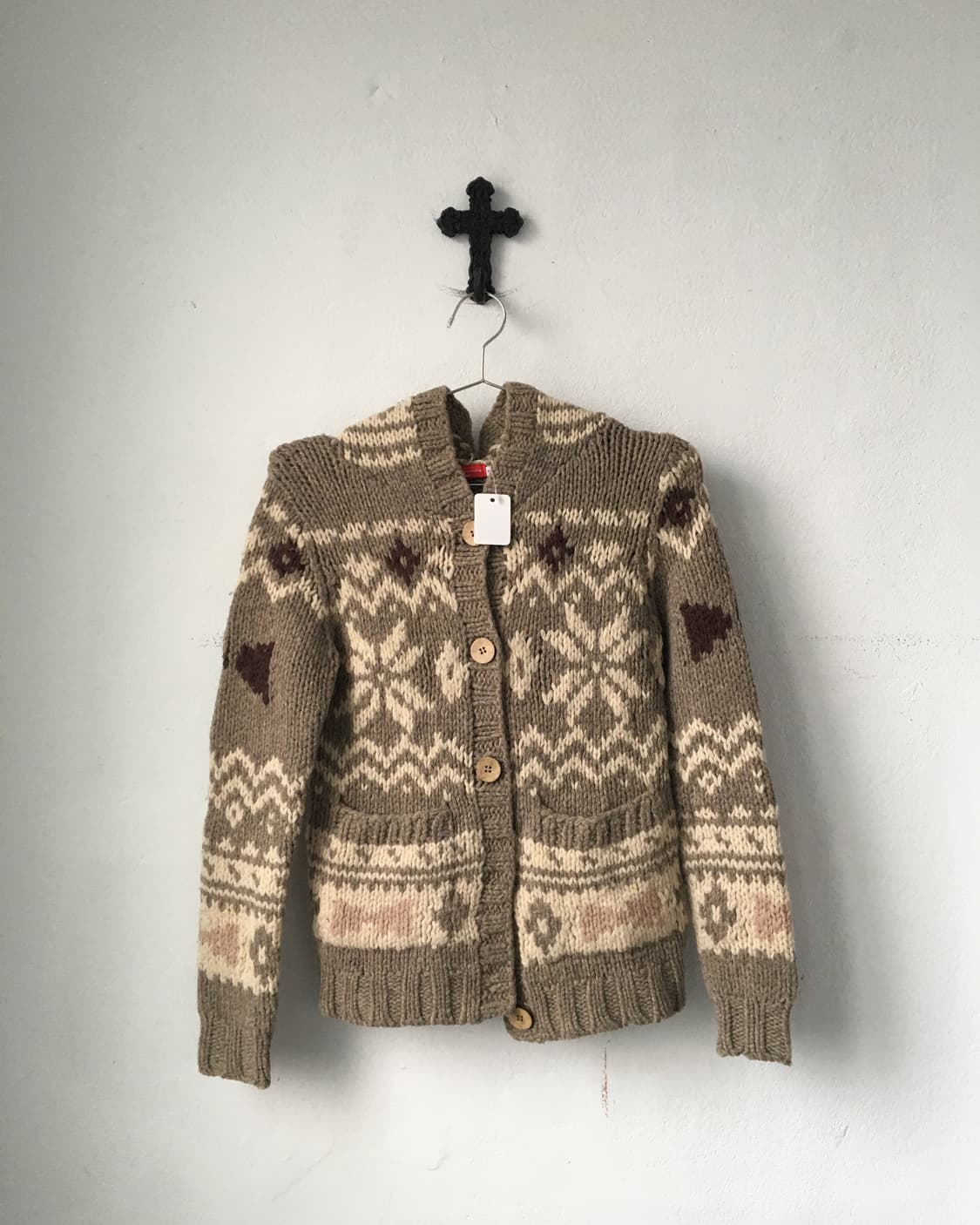 Nordic pattern hood knit cardigan 상품이미지2