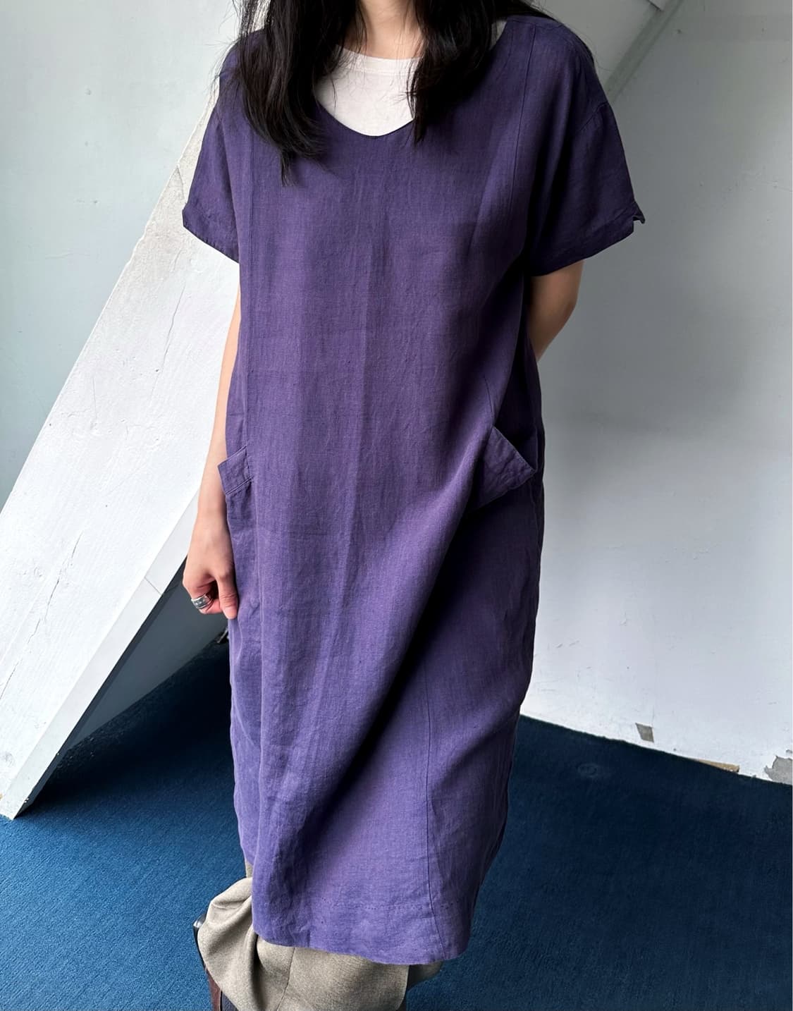 Linen wide design onepiece 상품이미지5