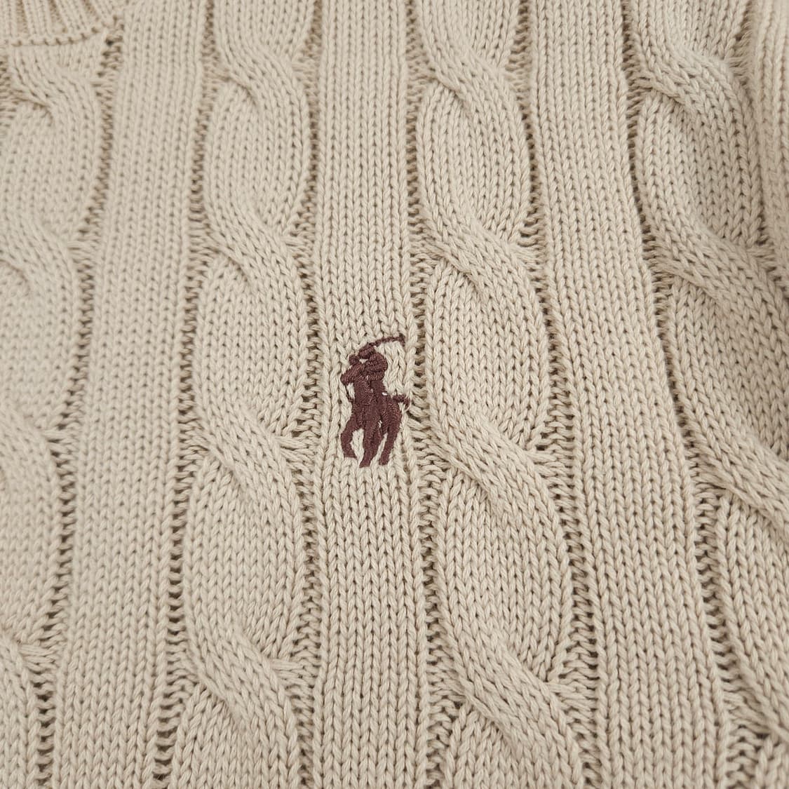 XL(105) 폴로 랄프로렌 크루넥 케이블 니트 아이보리 상품이미지3