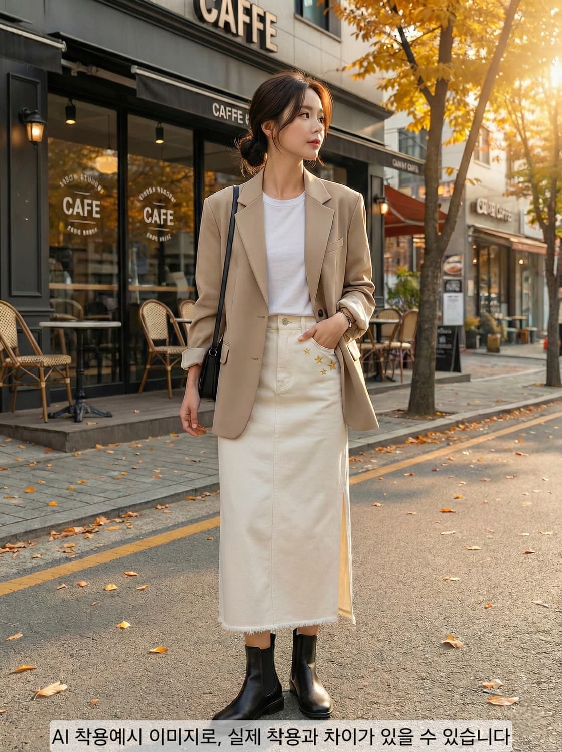 더 에디터(THE EDITOR) 별 자수 화이트 데님 롱 스커트 상품이미지1