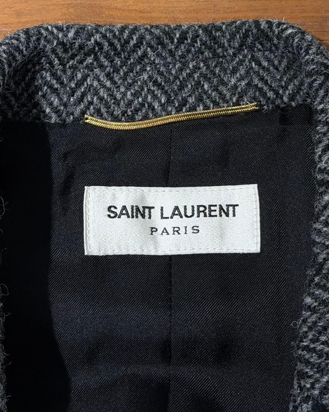 생로랑 차콜 헤링본 투 포켓 울 블레이저 상품이미지7